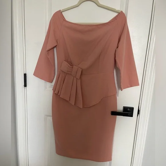 off shoulder dress chic style Elegant Asymmetric Collar Bodycon Dress